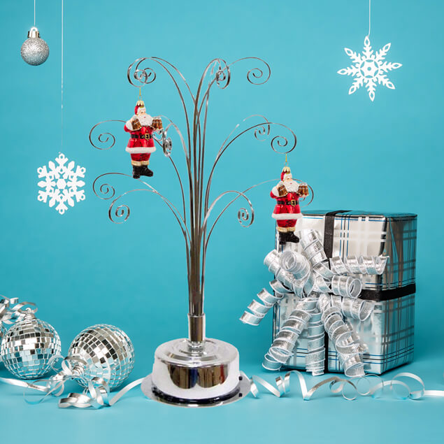 Ornament Display Tree Metal Christmas Stand Silver 20826MS Hohiya